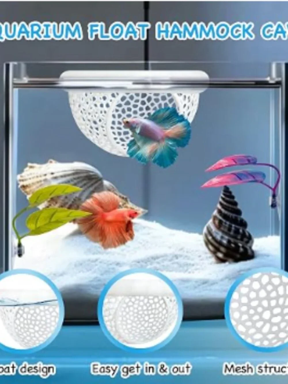 3-in-1 Floating Betta Hammock Cave & Betta Leaf Pad with Shrimp Feeder